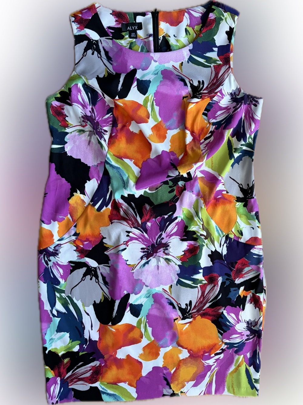 Alyx Multicolor Floral Sleeveless Tank — Purple, Orange, Black, Green